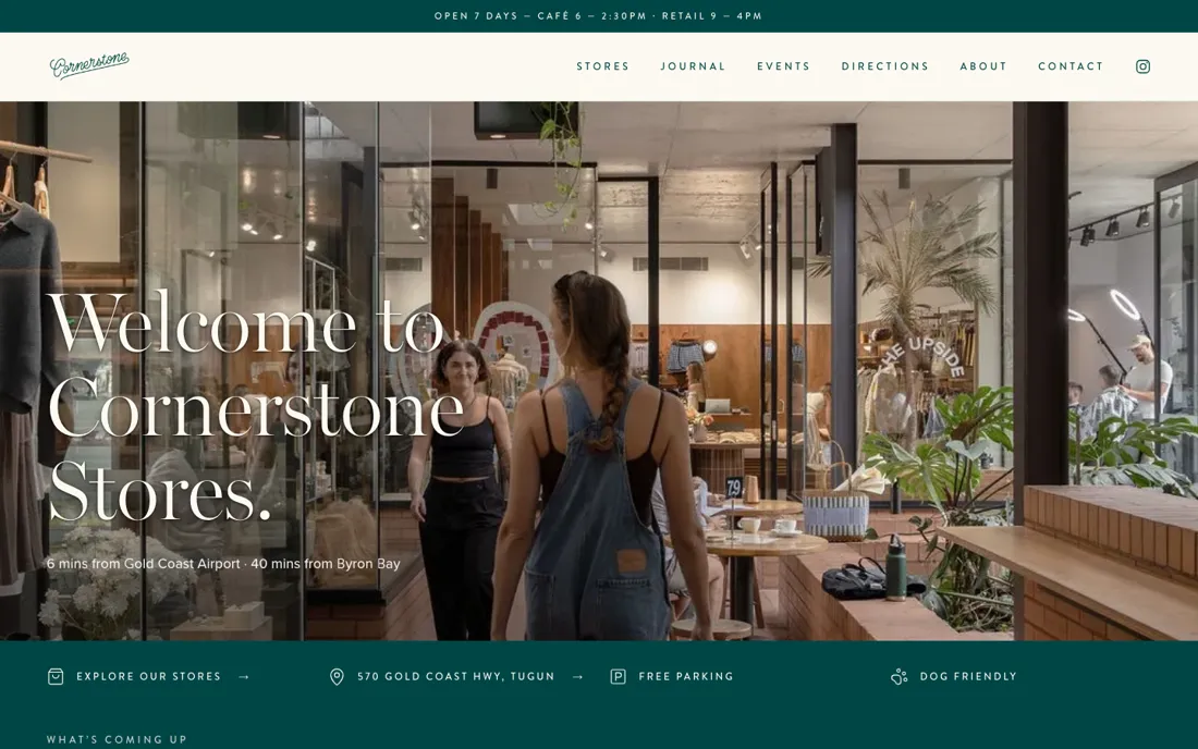 Cornerstone Stores website screenshot